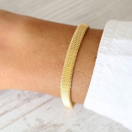 Gold Bismark Chain Bracelet, Chunky flat Brass Chain Bracelet, Elegant Bracelets